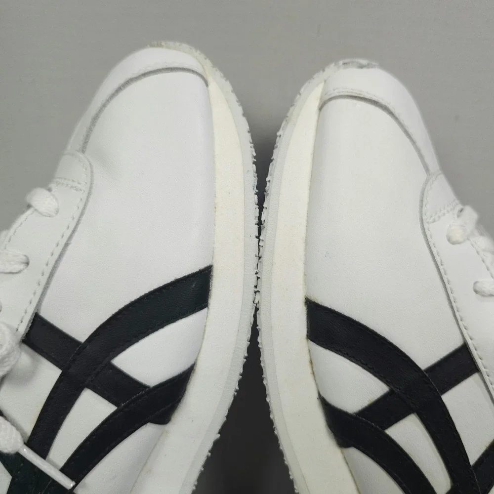Vtg Asics Cheer Shoes Women 9.5 White Black Leather NCA Cheerleading